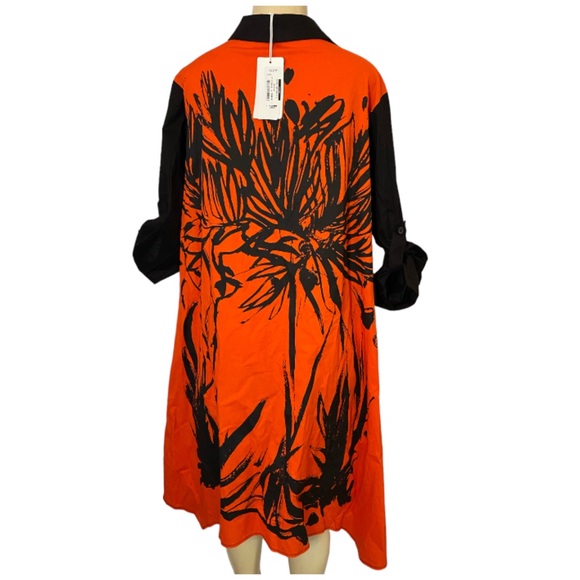 BIZE Shirt Dress Painted Edgy Art Fashion Black Red Cotton US Sz Medium - Picture 8 of 10